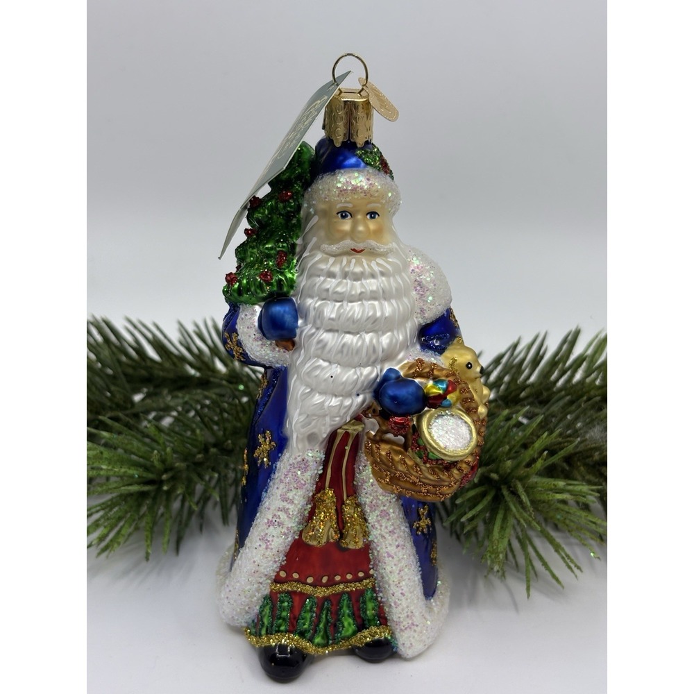 Old World Christmas REGAL FATHER CHRISTMAS Glass Ornament Tags